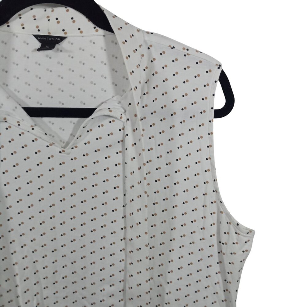 Ann Taylor Top Womens XLarge Tank Blouse Sleeveless Polka Dot Casual Capsule - Picture 6 of 6